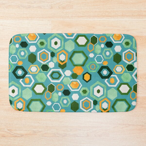 Item preview, Scattered Gouache Hexagons - Greens designed and sold by TigaTiga.