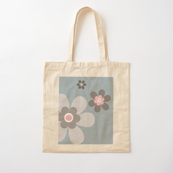 Cute retro 70s simple flower power groovy block colour graphic, in soft  pastel grey, blush pink and white on black Tote Bag for Sale by Caroline  Laursen