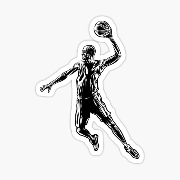 Basketball Player Slam Dunk Dark Design Sticker