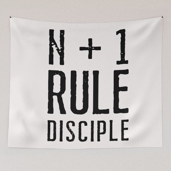 Item preview, N + 1 Rule Disciple. Cyclist. Bike Rider. Text only design. Rough, distressed, grunge, black text. Capitals. designed and sold by JellyBeenzz.