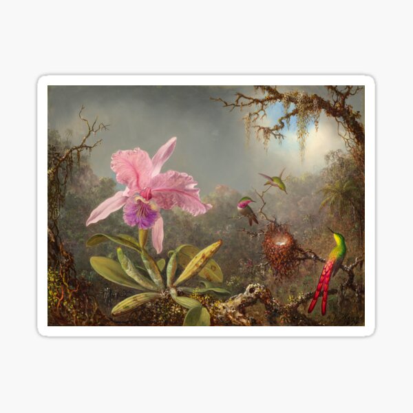 Item preview, Martin Johnson Heade - Cattleya Orchid and Three Hummingbirds (1871) designed and sold by HistoryRestored.