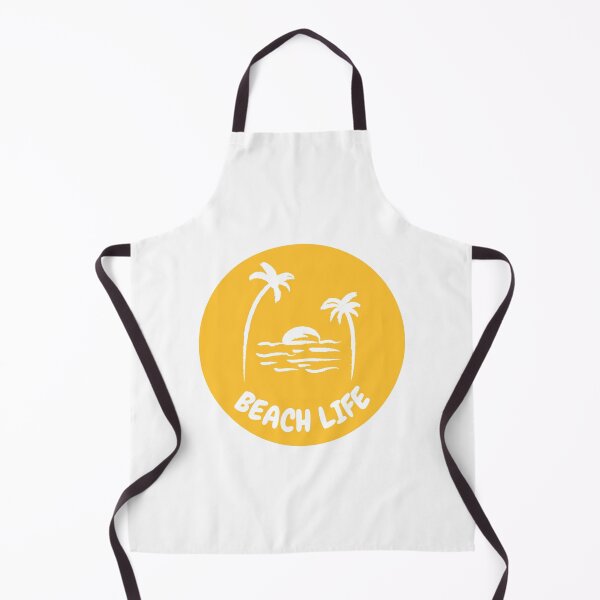 Item preview, Beach life round yellow badge palm trees sunset ocean designed and sold by Digibee.