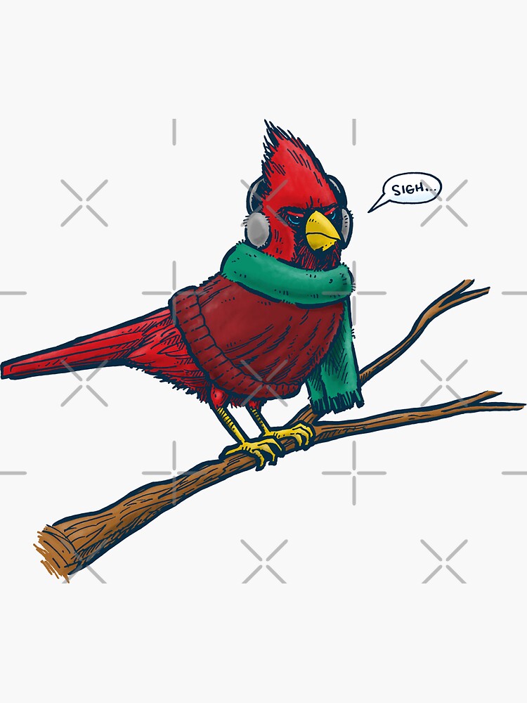 Thumbnail 3 of 3, Sticker, Annoyed IL Birds: The Cardinal designed and sold by nickv47.