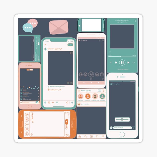 A group of social life devices Sticker