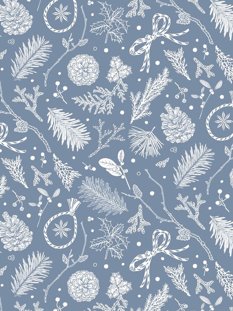 Thumbnail 4 of 4, iPhone Case, Winter Evergreens Pattern On Dark Blue designed and sold by karolfuldesigns.