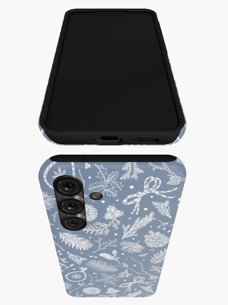 Thumbnail 3 of 4, Samsung Galaxy Phone Case, Winter Evergreens Pattern On Dark Blue designed and sold by karolfuldesigns.