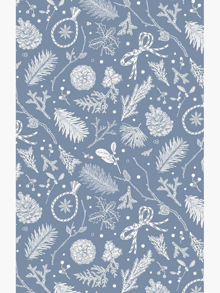 Thumbnail 4 of 4, Samsung Galaxy Phone Case, Winter Evergreens Pattern On Dark Blue designed and sold by karolfuldesigns.