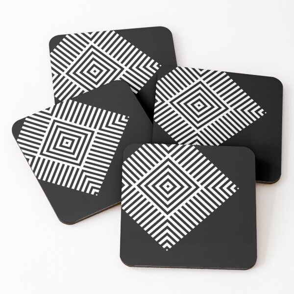 Asymmetrical Striped Square Rhombus Coasters (Set of 4)