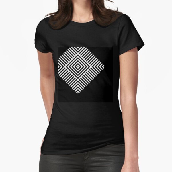 Asymmetrical Striped Square Rhombus Fitted T-Shirt
