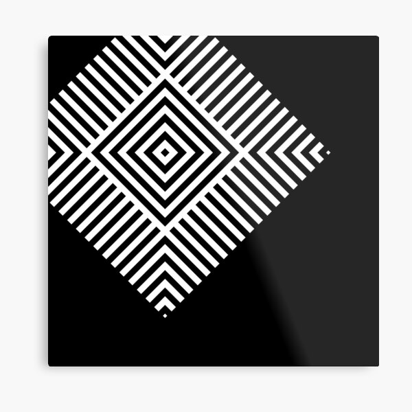 Asymmetrical Striped Square Rhombus Metal Print