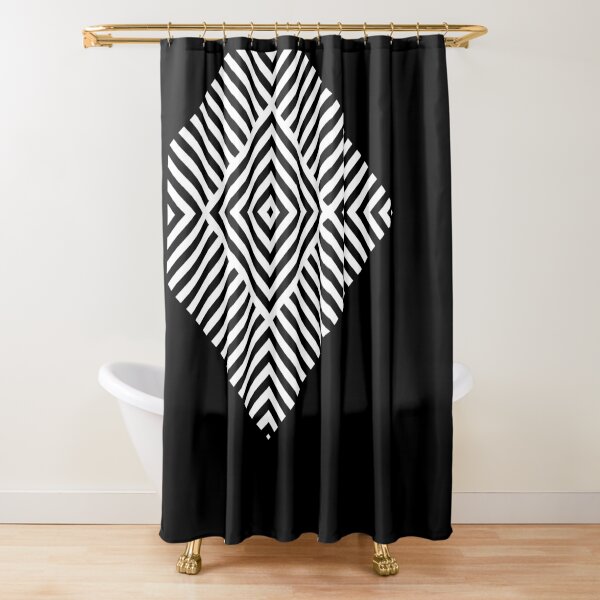 Asymmetrical Striped Square Rhombus Shower Curtain