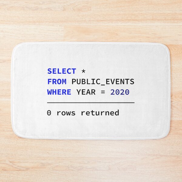 Item preview, Select Public Events 2020, 0 Rows Returned, Database Developer, SQL Query, Software Engineer, Computer Science, Fullstack Developer, Programming Humor designed and sold by Max-Wear.