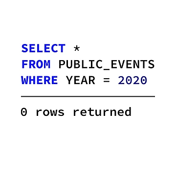 Artwork thumbnail, Select Public Events 2020, 0 Rows Returned, Database Developer, SQL Query, Software Engineer, Computer Science, Fullstack Developer, Programming Humor by Max-Wear