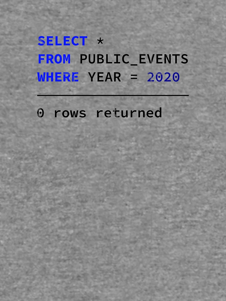 Thumbnail 6 of 6, Lightweight Sweatshirt, Select Public Events 2020, 0 Rows Returned, Database Developer, SQL Query, Software Engineer, Computer Science, Fullstack Developer, Programming Humor designed and sold by Max-Wear.