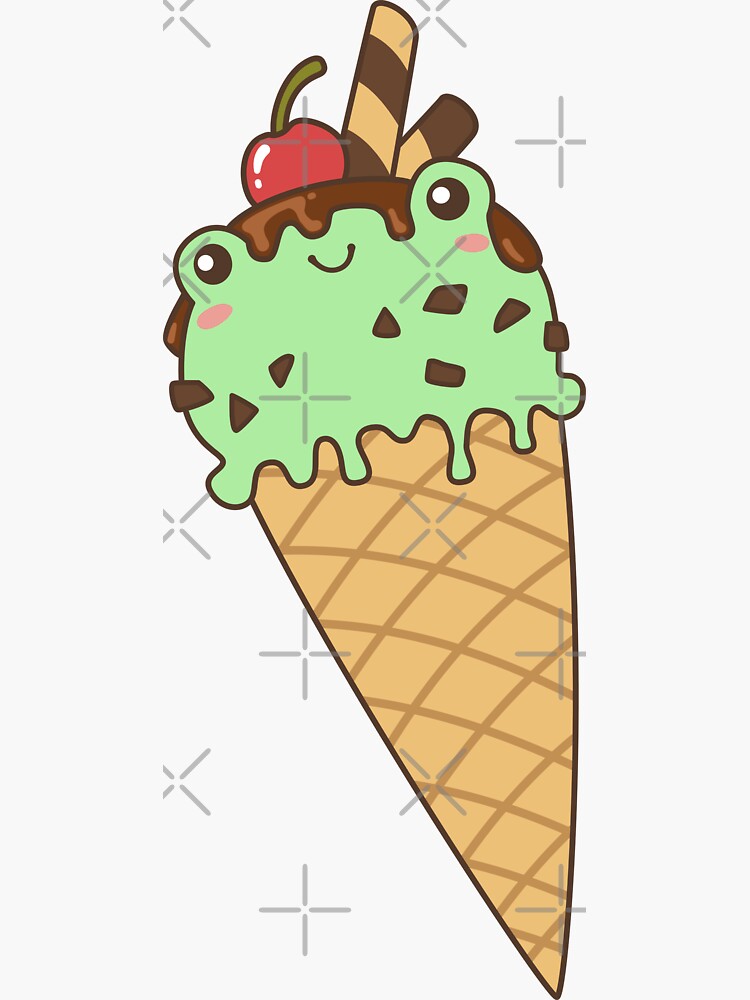 Thumbnail 3 of 3, Sticker, Mint & Choco Frog Ice Cream designed and sold by ElectricFangs.