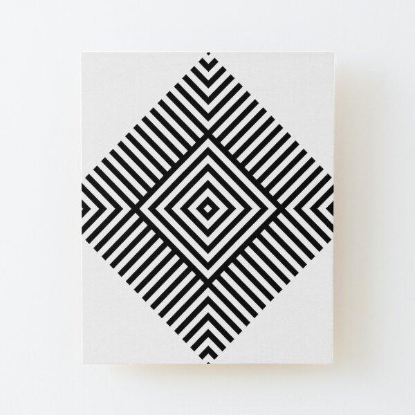 Symmetrical Striped Square Rhombus Wood Mounted Print