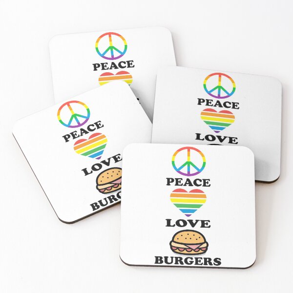 Item preview, Peace, Love and Burgers Essential Classic Sticker And Shirt Design designed and sold by Glike.