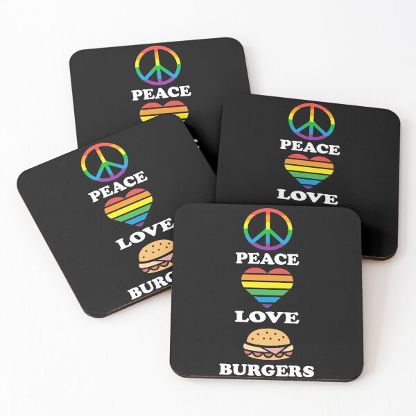 Item preview, Peace, Love and Burgers Essential Classic Sticker And Shirt Design designed and sold by Glike.