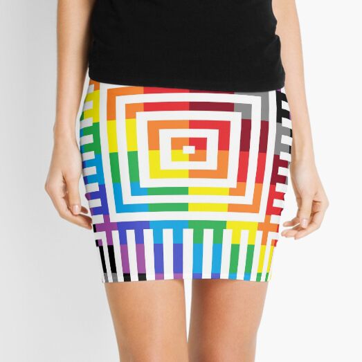 Colored Symmetrical Striped Squares Mini Skirt