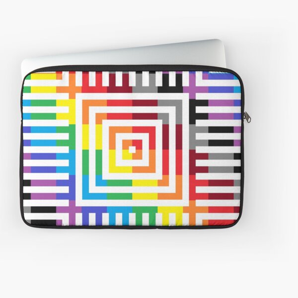 Colored Symmetrical Striped Squares Laptop Sleeve