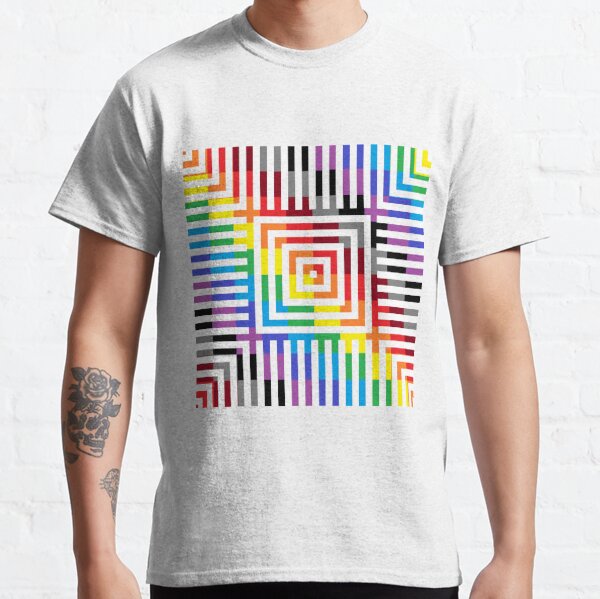 Colored Symmetrical Striped Squares Classic T-Shirt