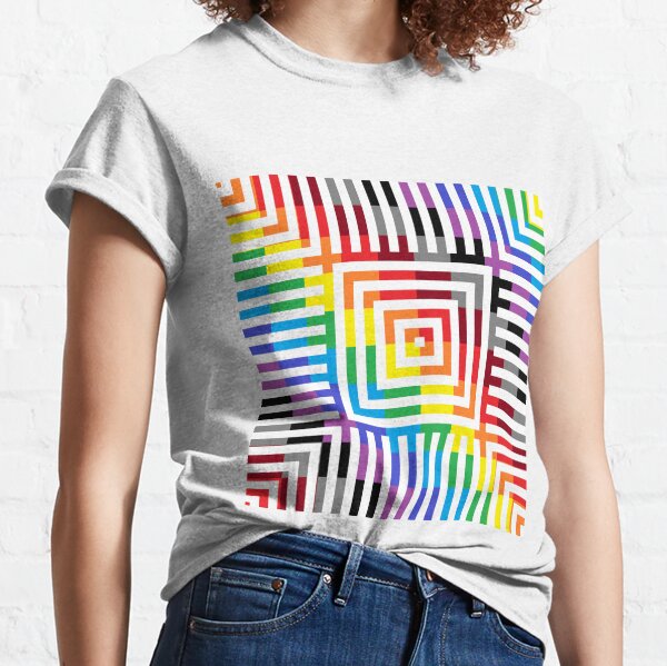 Colored Symmetrical Striped Squares Classic T-Shirt