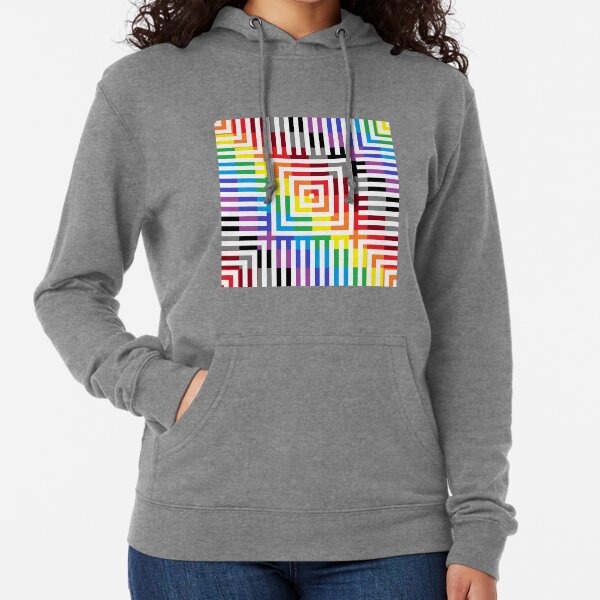 Colored Symmetrical Striped Squares Lightweight Hoodie