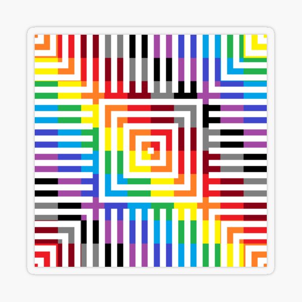 Colored Symmetrical Striped Squares Transparent Sticker
