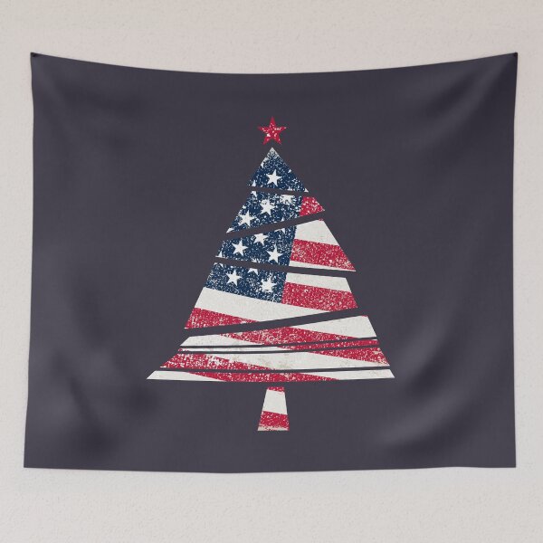 Item preview, American Flag Patriotic Colorful Christmas Tree Vintage Grunt USA Holiday Distressed Style designed and sold by pipsmerch.