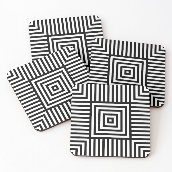 Symmetrical Striped Squares Coasters (Set of 4)