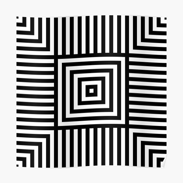 Symmetrical Striped Squares Poster