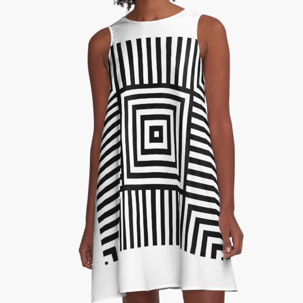 Symmetrical Striped Squares A-Line Dress