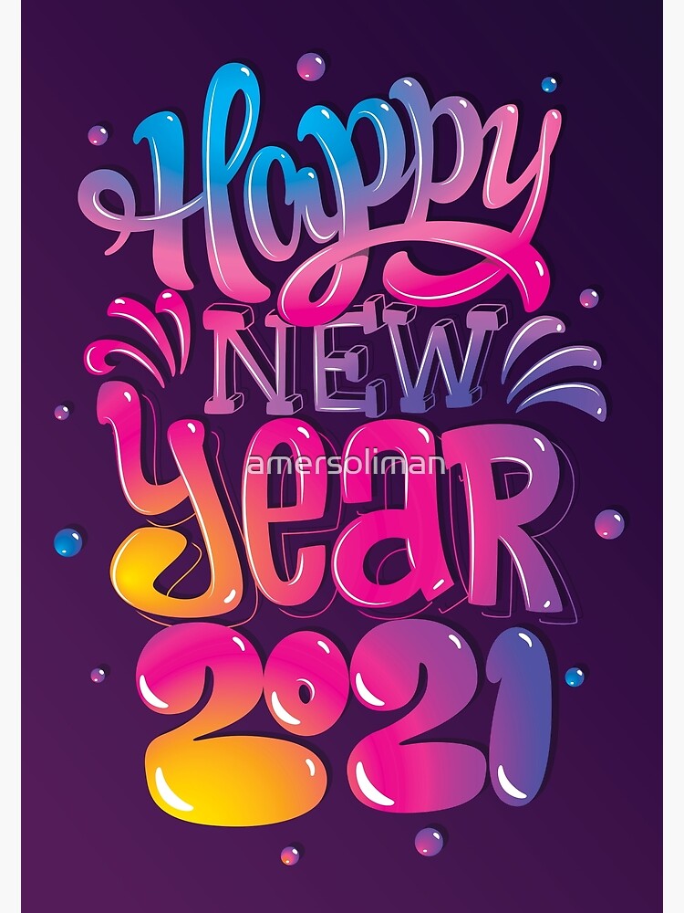 Thumbnail 2 of 2, Greeting Card, Happy New Year 2021 designed and sold by amersoliman.