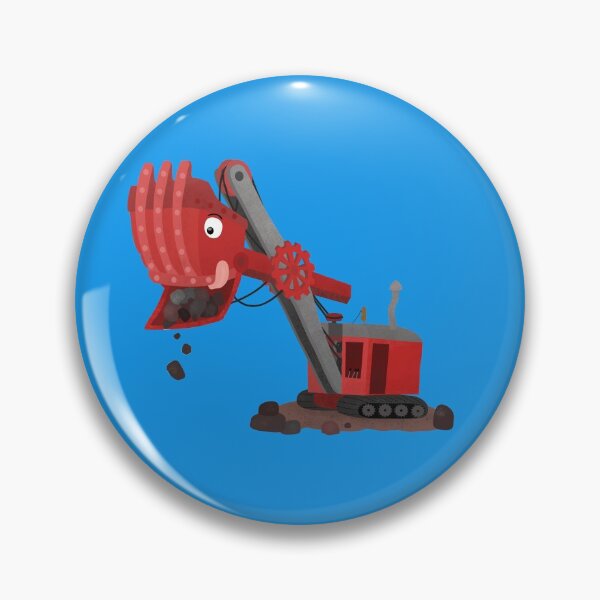 Item preview, Cute red steam shovel digger cartoon illustration designed and sold by FrogFactory.