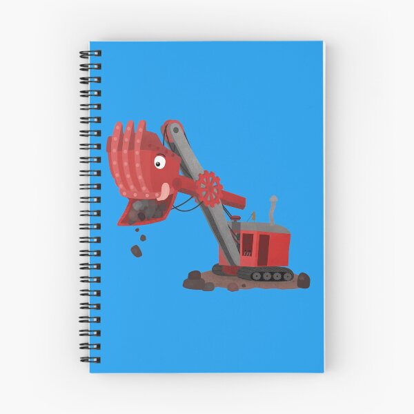 Item preview, Cute red steam shovel digger cartoon illustration designed and sold by FrogFactory.