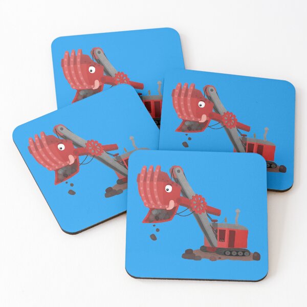 Item preview, Cute red steam shovel digger cartoon illustration designed and sold by FrogFactory.