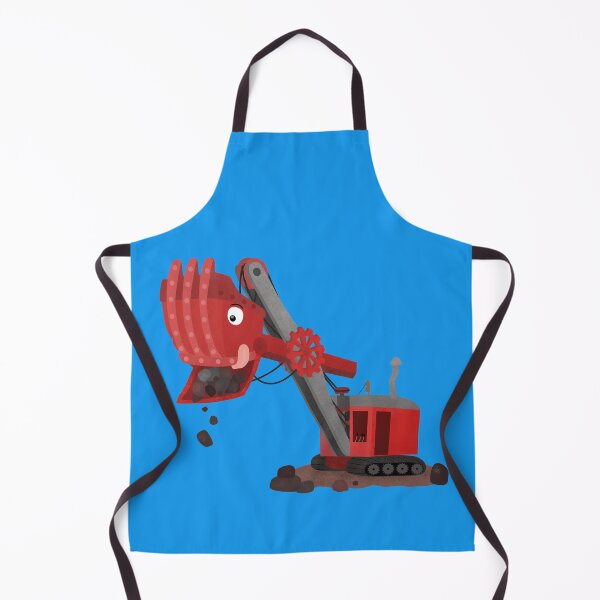 Item preview, Cute red steam shovel digger cartoon illustration designed and sold by FrogFactory.