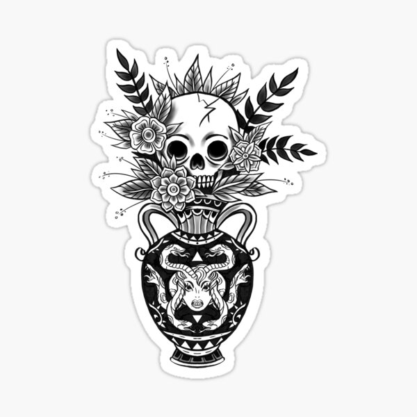 Mrs. Bouquet - traditional tattoo design - Black & Grey Sticker