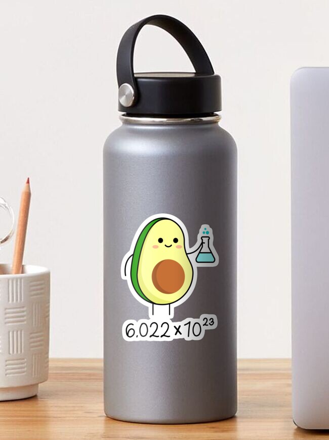 Thumbnail 1 of 3, Sticker, Avogadro's Number Pun. Cute Avocado Chemist designed and sold by TashaVector.