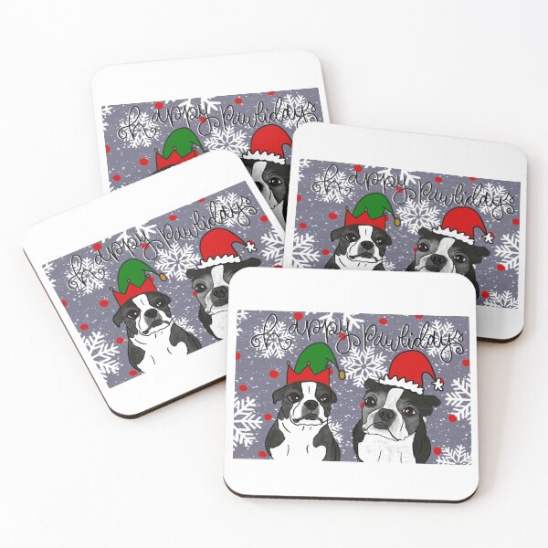 Item preview, Boston terrier happy pawlidays  designed and sold by Lauryn Elder.