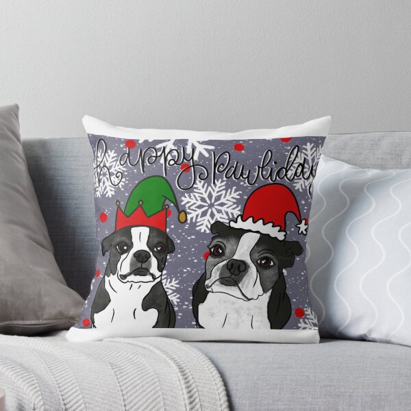 Item preview, Boston terrier happy pawlidays  designed and sold by Lauryn Elder.