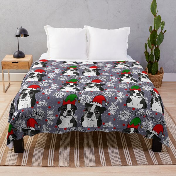 Item preview, Boston terrier happy pawlidays designed and sold by Lauryn Elder.