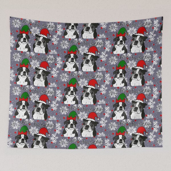 Item preview, Boston terrier happy pawlidays  designed and sold by Lauryn Elder.