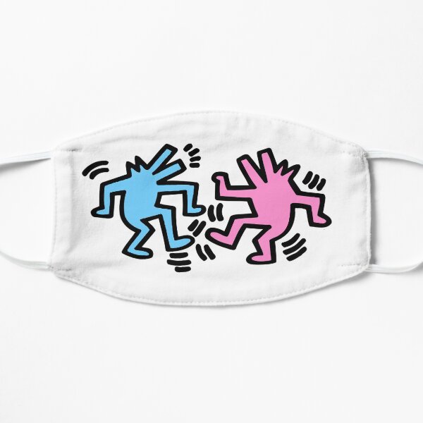 Two dancing dog in blue pink color Flat Mask