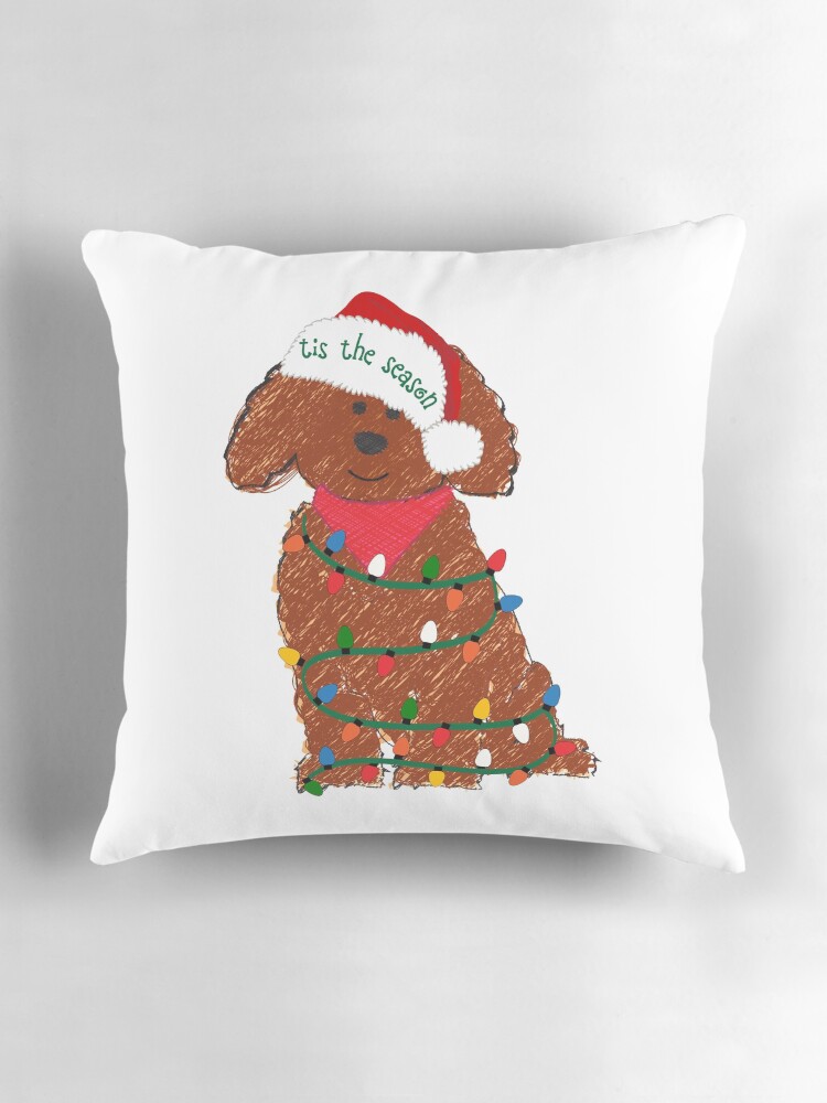 Cute Christmas Red Golden Doodle Puppy