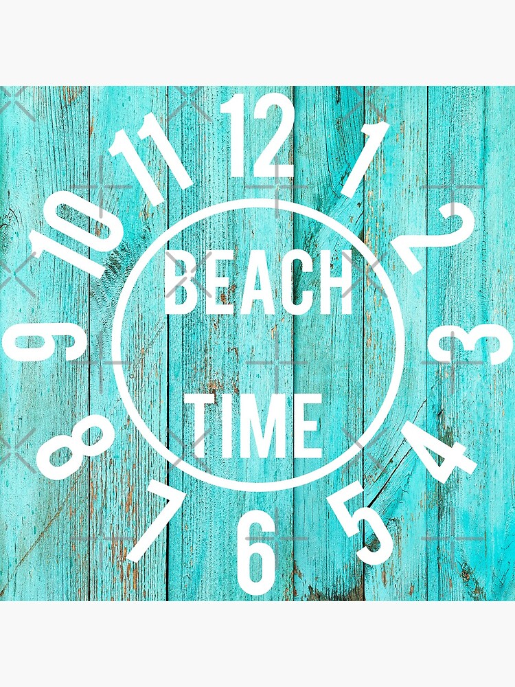 Turquoise Wood Beach House Black Big Numbers Large Clock by scottyboxa