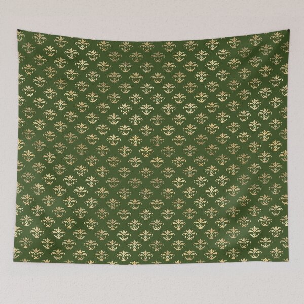 Item preview, Gold damask on green background designed and sold by AnnieHochmann.