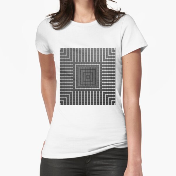 Symmetrical Strips Fitted T-Shirt