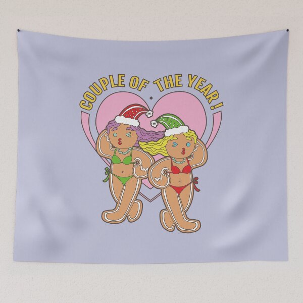 Item preview, Gingerbread Lesbian Lover- Couple of the Year | Purple Background | Curious Eyeball designed and sold by CuriousEyeball.