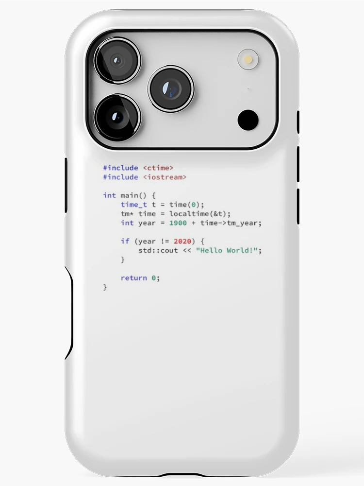 Thumbnail 1 of 4, iPhone Case, Hello World 2020 in C++ Programming Language, Programmer, Source Code, Software Engineer, Computer Science, Programming Humor designed and sold by Max-Wear.